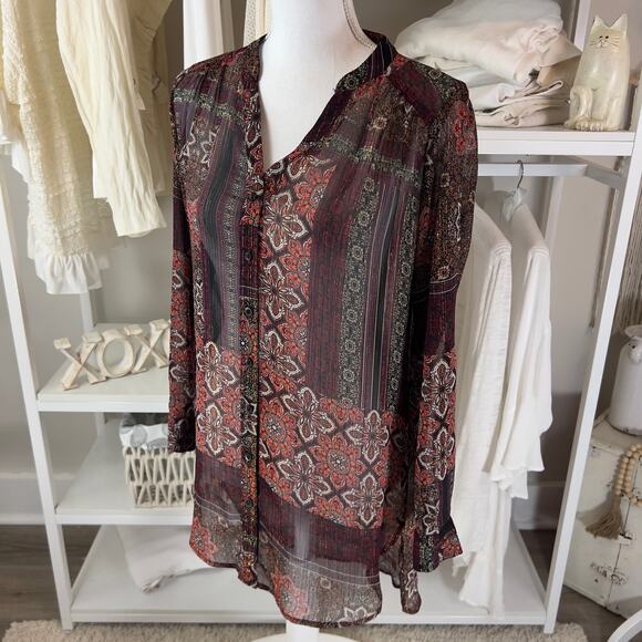TIMING women's size small semi sheer tunic, boho, bohemian, hippie #1764 - Picture 1 of 8
